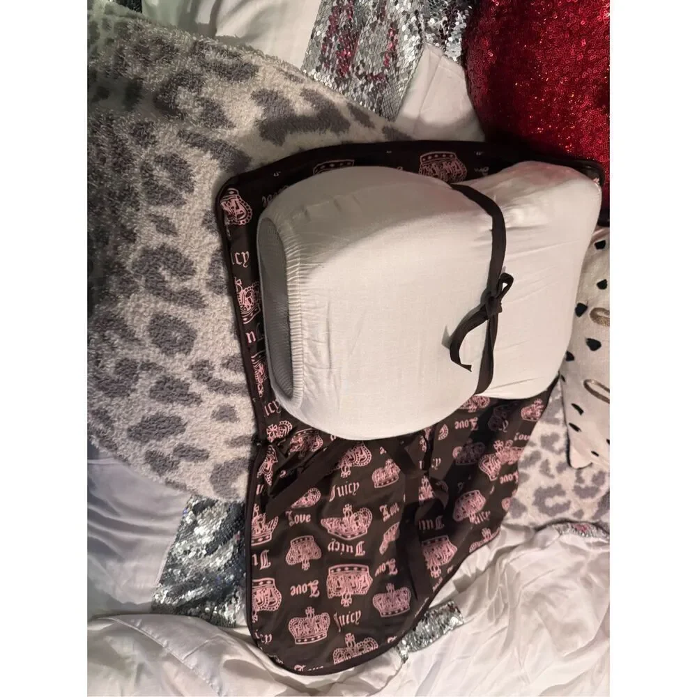 Velour black/pink Y2K vintage Juicy couture slumber party pillow/travel case